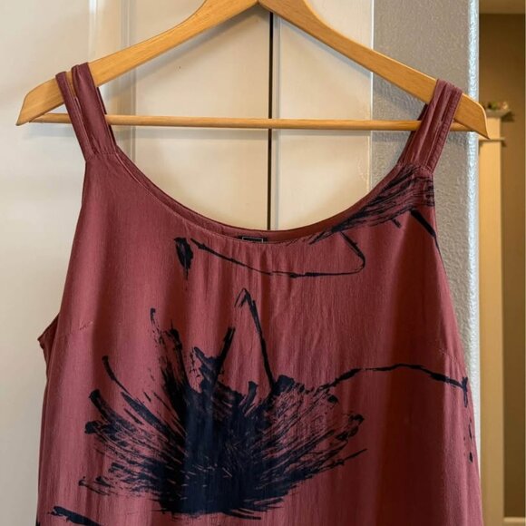 Women’s Animale‎ Rust Colored & Black Flowers Sleeveless Tank Strap Dress Size L - Picture 9 of 10